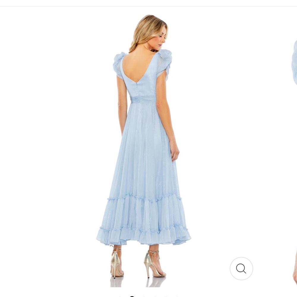 Mac Duggal RUFFLE TIERED METALLIC RUCHED SHOULDER DRESS - Picture 2 of 5